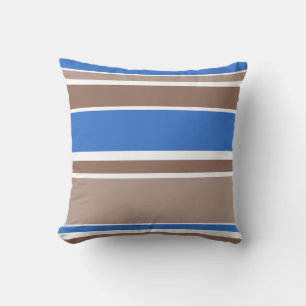 Coussin Bandes Brown et bleues