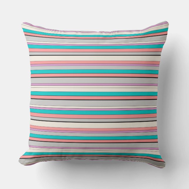 Coussin Bandes d'aqua gris (Recto)