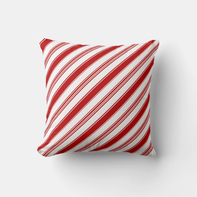 Coussin Bandes de bonbons rouges et blancs (grande échelle (Recto)