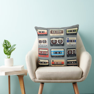 Coussin Bandes de cassettes rétro 80s