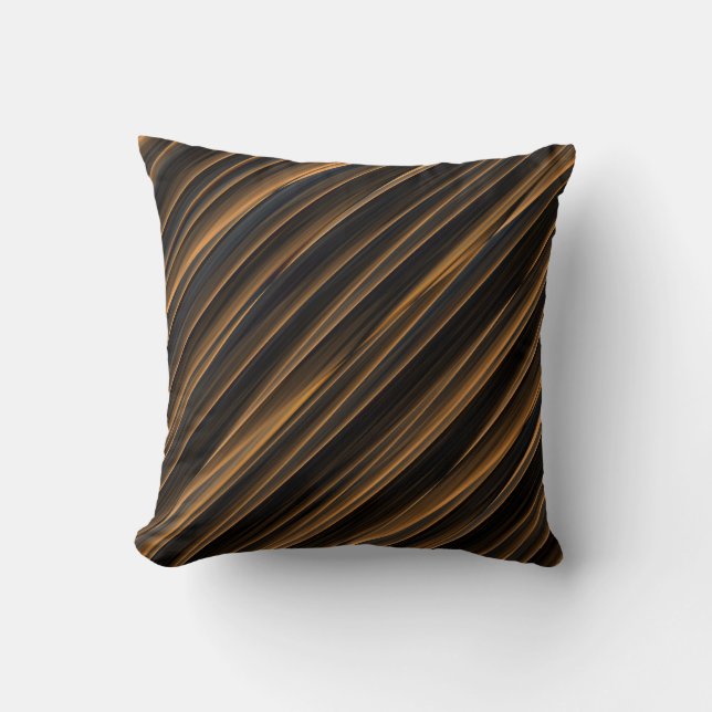 Coussin Bandes de couleur noir et cuivre (Recto)