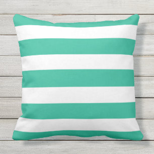 Coussin Bandes De Transats Vert Et Blanc