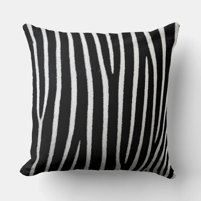 Coussin Bandes de zèbre noir et blanc (Recto)