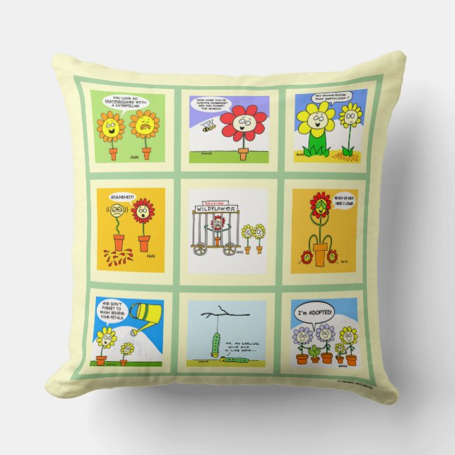 Coussin Bandes dessinées drôles de jardinage de fleur pour (Recto)