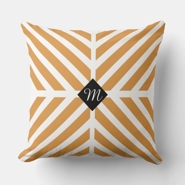 Coussin Bandes diagonales dorées modernes (Recto)