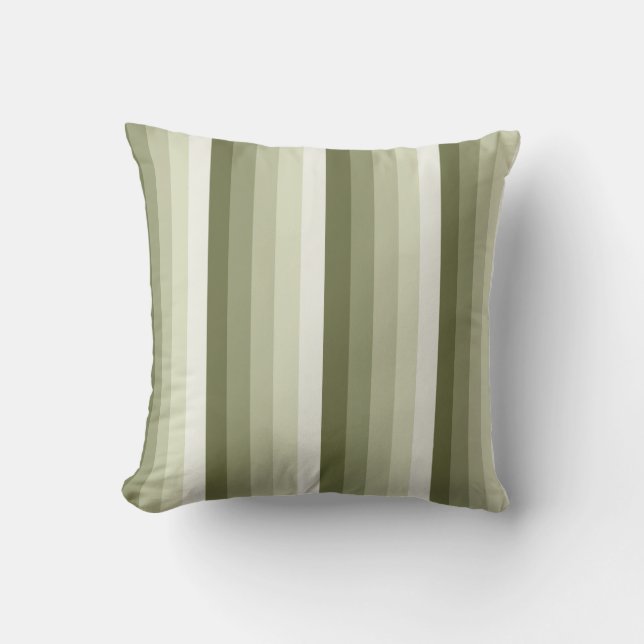 Coussin Bandes d'ombre vert olive (Recto)