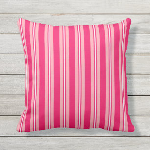 Coussin Bandes estivales - fuchsia et rose pâle
