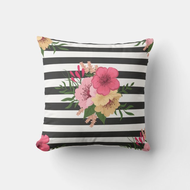 Coussin Bandes et fleurs (Recto)