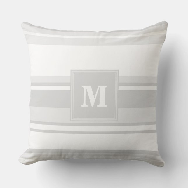 Coussin Bandes gris clair monogrammes (Recto)
