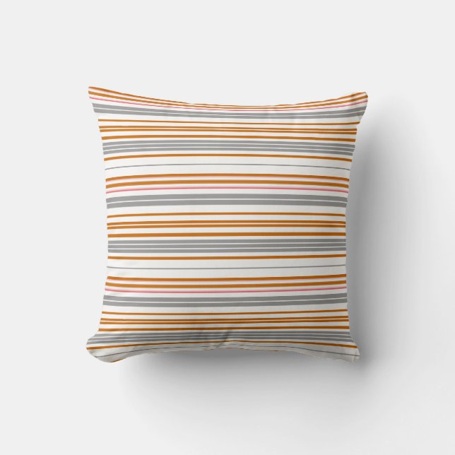 Coussin Bandes marron gris mignonne (Recto)