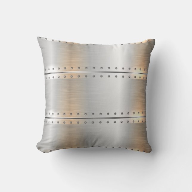 Coussin Bandes métalliques gris argent (Recto)