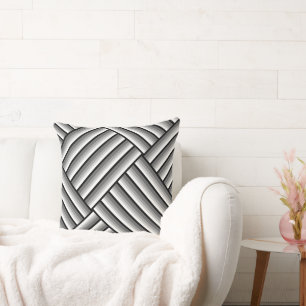Coussin Bandes modernes en noir, blanc et gris - cool