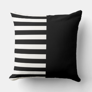 Coussin Bandes noires et blanches étroites Motif Lancer Pi