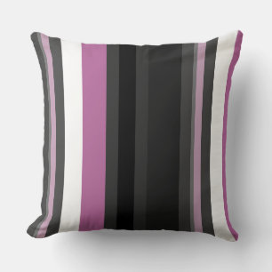Coussin Bandes noires, grises et blanches