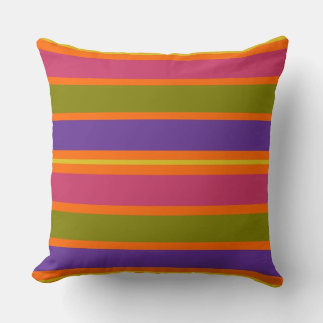 Coussin Bandes orange, jaune, rouge, verte et violette (Recto)