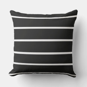 Coussin Bandes peintes en blanc sur noir