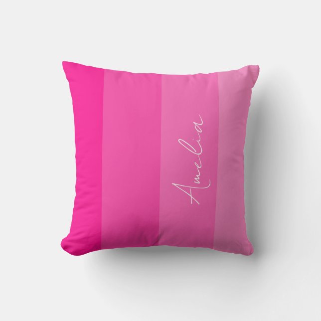 Coussin Bandes roses chaudes personnalisées (Recto)