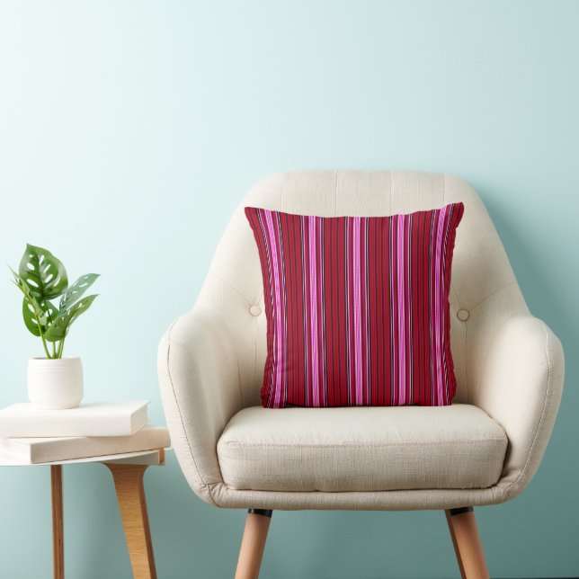 Coussin Bandes roses et marrons (Chaise)