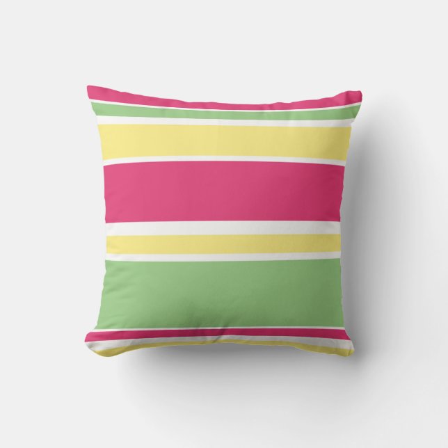 Coussin Bandes roses, vertes et jaunes (Recto)