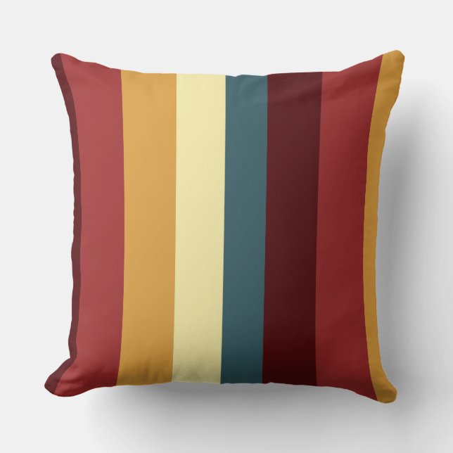 Coussin Bandes rouges, turquoises et jaunes (Recto)