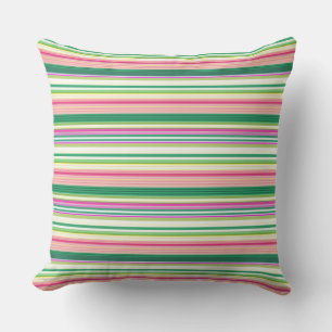 Coussin Bandes vert rose pâle