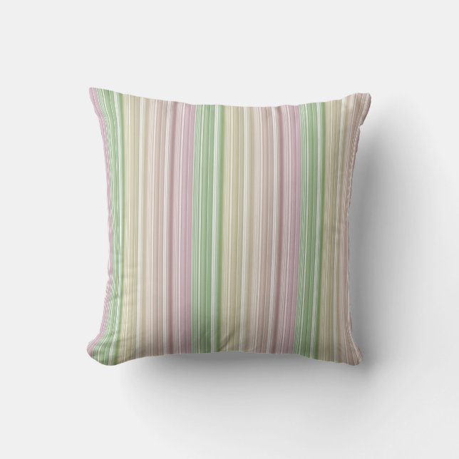 Coussin Bandes vert violet rose jaune (Recto)