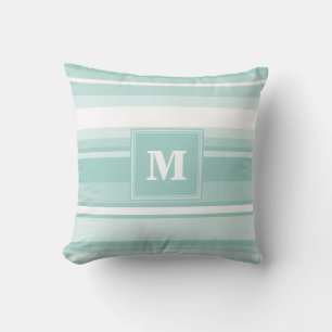 Coussin Bandes vertes de menthe monogramme