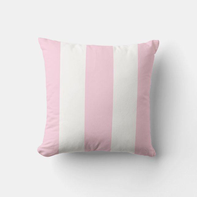 Coussin Bandes verticales blanches roses classiques (Recto)