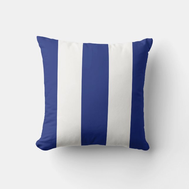 Coussin Bandes verticales classiques bleu marine blanc (Recto)