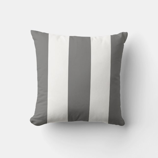 Coussin Bandes verticales grises et blanches classiques (Recto)
