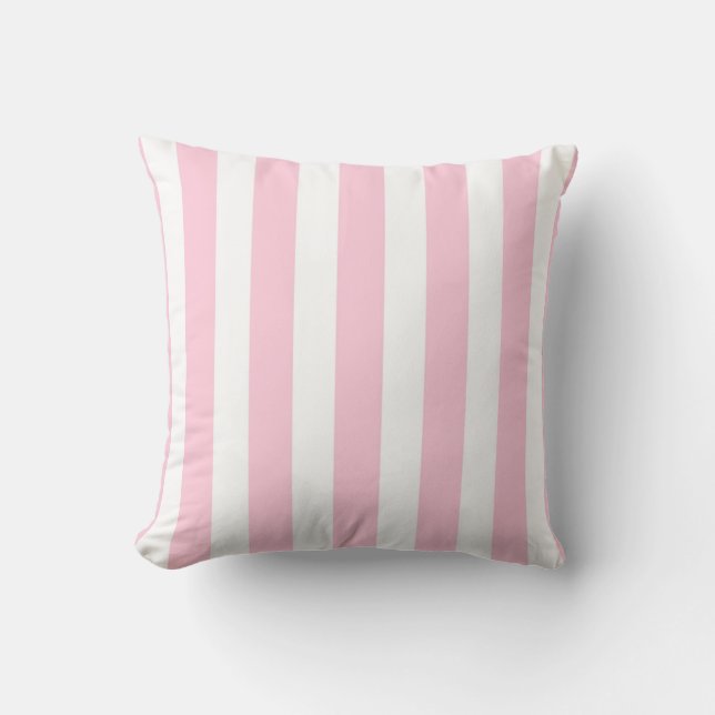Coussin Bandes verticales roses et blanches Shabby Chic St (Recto)