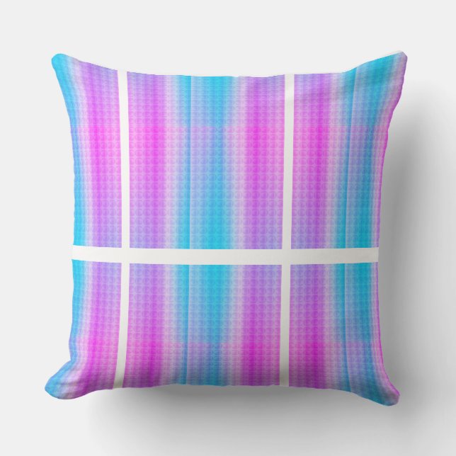 Coussin Bandes violettes et turquoise & Pois (Recto)