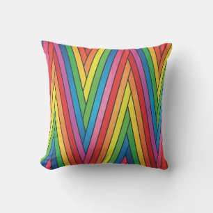 Coussin Bandes Zig-Zag colorées vers le haut et vers le ba