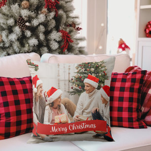 Coussin Bannière Joyeux Noël Photo personnalisée