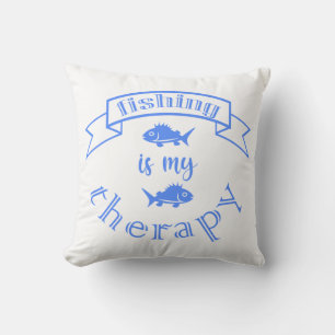 Coussin Bannière ruban La pêche est ma thérapie