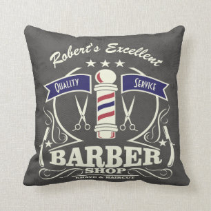 Coussin Barbershop Barber Hipster Stylist Pote Rouge Bleu