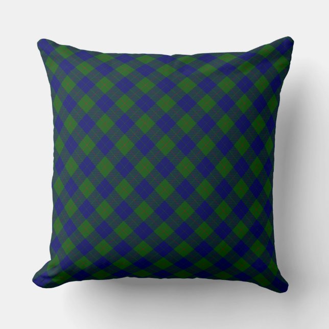 Coussin Barclay tartan bleu vert plaid (Recto)