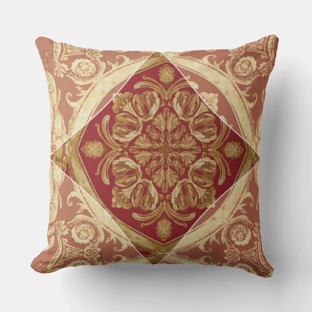 Coussin Baroque Style: Mara Trumpet Glory | Golden Red (Recto)
