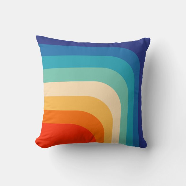 Coussin Barres de couleurs les années 70 rétro (Recto)