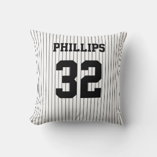 Coussin Base-ball Maillot Noir avec Rayures et Blanc