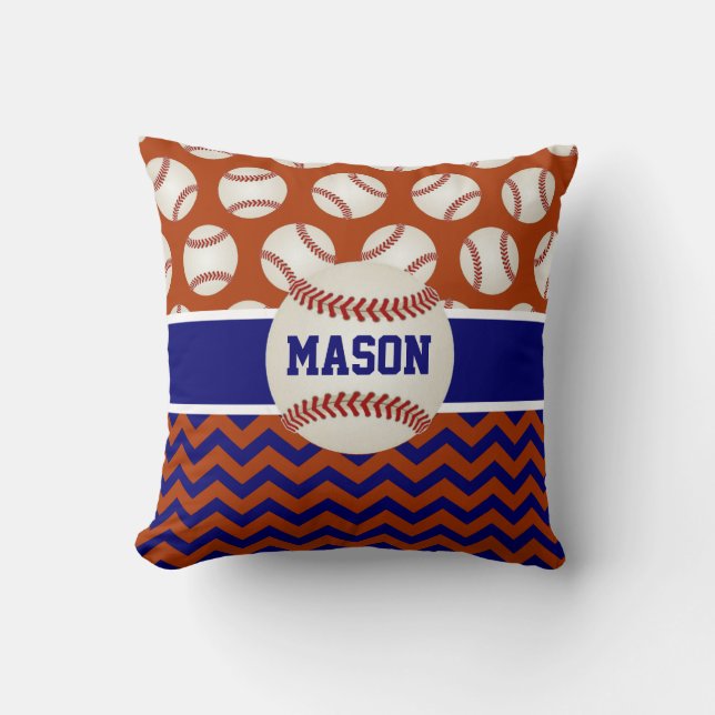 Coussin Base-ball rouge de bleu marine (Recto)