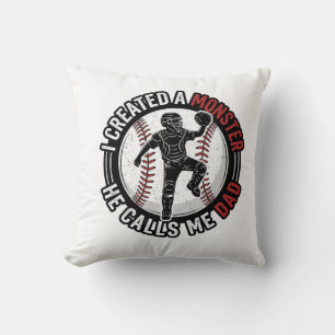 Coussin Baseball Papa Monstre Vintage Catcher Conception d