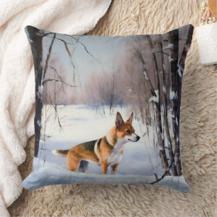 Coussin Basenji Laissez Tomber la Neige Noël