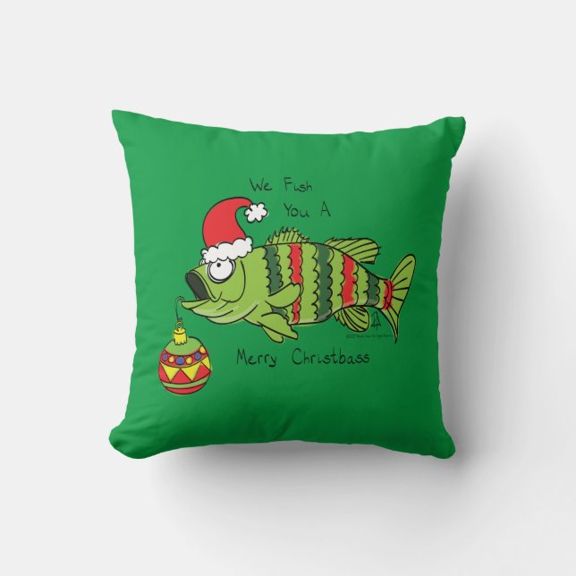 Coussin Basse de Noël amusant Pêche Poisson Cute Cartoon (Recto)