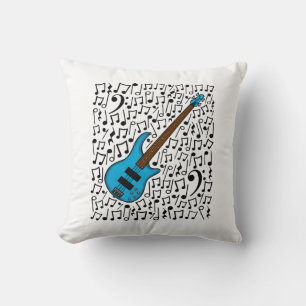 Coussin Basse Guitare Notes musicales Baid Musicien