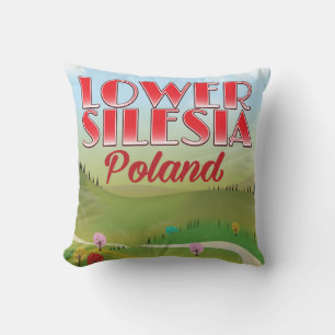 Coussin Basse Silésie affiche de voyage en Pologne