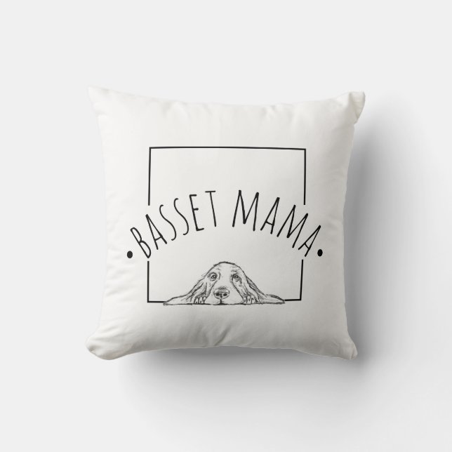 Coussin basset hound mama noir blanc simples yeux de chiot (Recto)