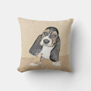 Coussin Basset Hound Peinture Chiot - Art Chien original