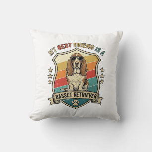Coussin Basset Retriever ami Lunettes de soleil Rétro Bouc