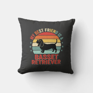 Coussin Basset Retriever Rétro Coucher de soleil Chien
